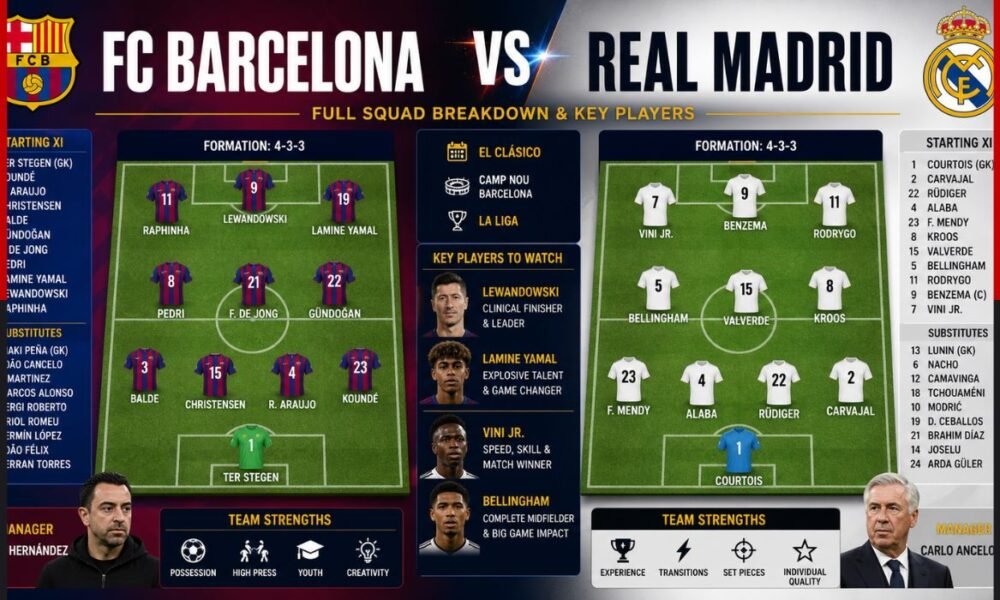 fc barcelona vs real madrid lineups